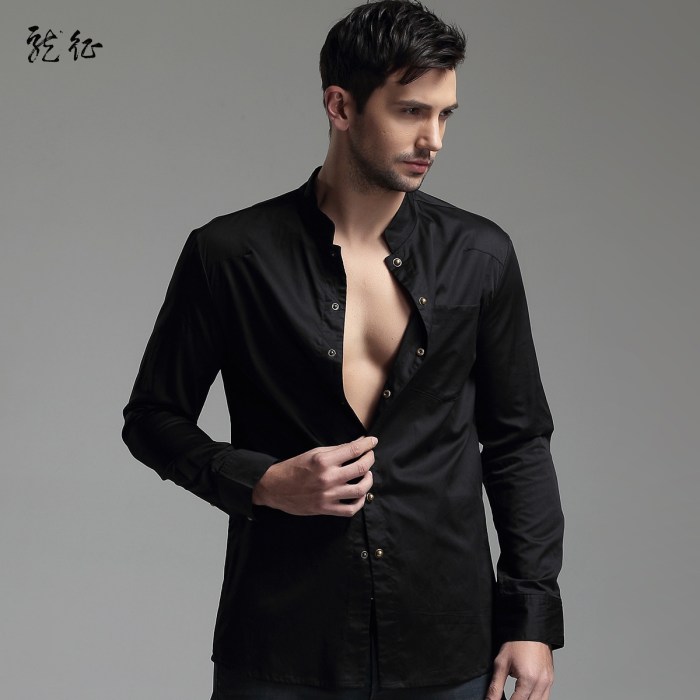 Men's dress shirt with black buttons