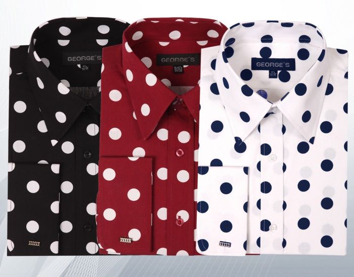 Black and white polka dot dress shirt men