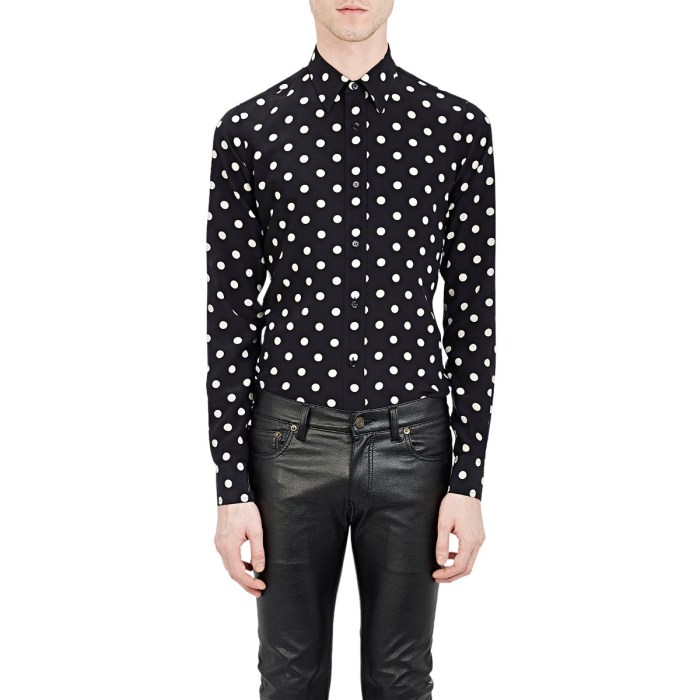 Black and white polka dot dress shirt men